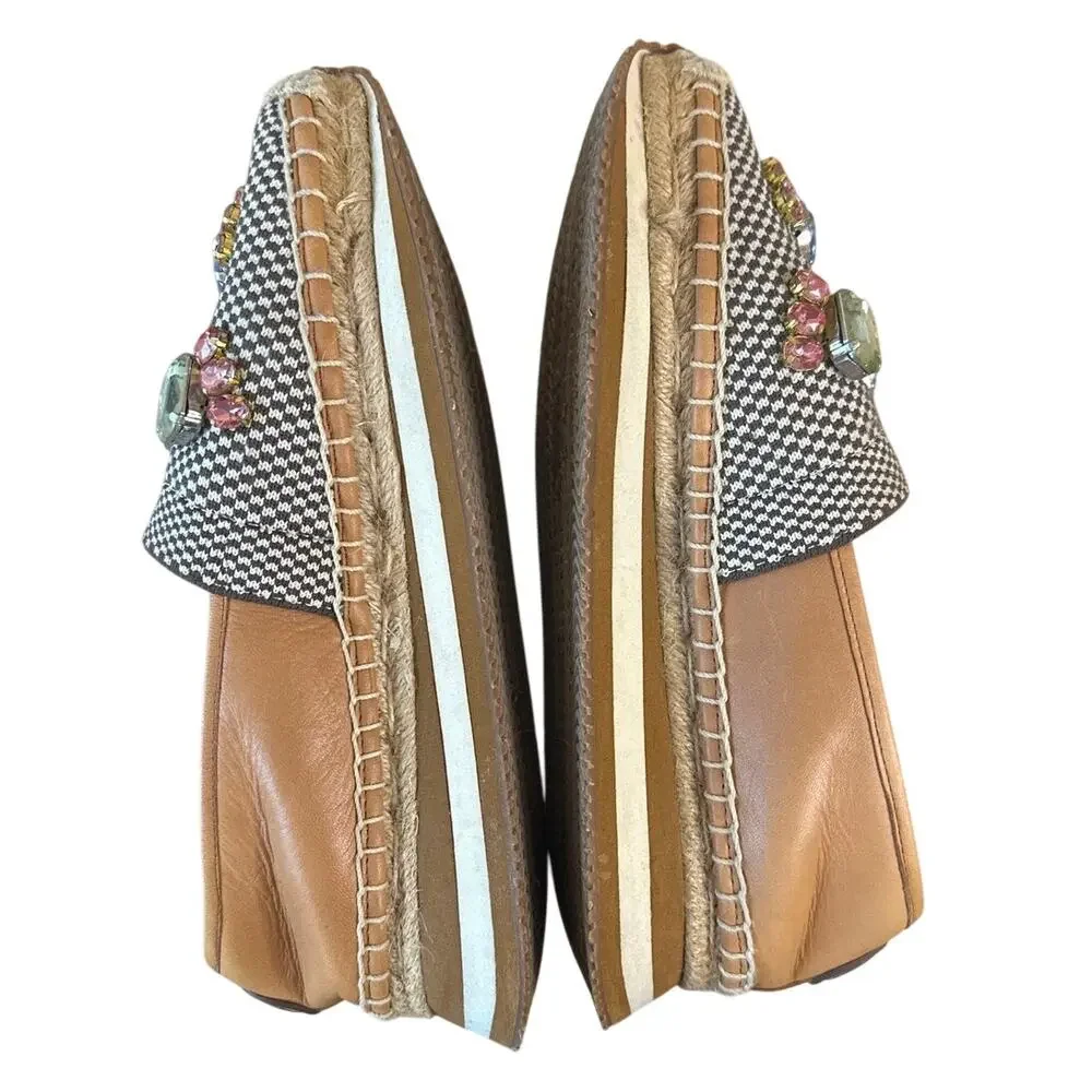 Tory Burch Crystal Daisy Espadrilles Jeweled Slip On 6.5